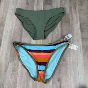 NEW Aerie Women's Small Bathing Suit Bottoms Lot of 2 Green Stripes